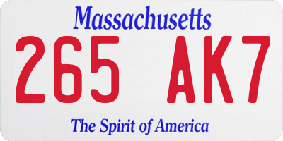 MA license plate 265AK7