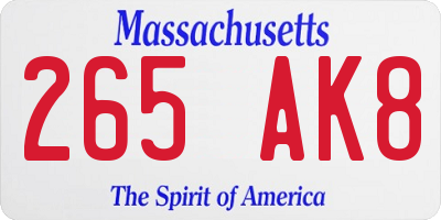 MA license plate 265AK8