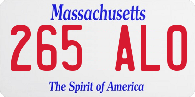 MA license plate 265AL0
