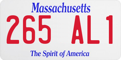 MA license plate 265AL1