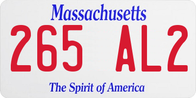 MA license plate 265AL2