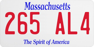 MA license plate 265AL4