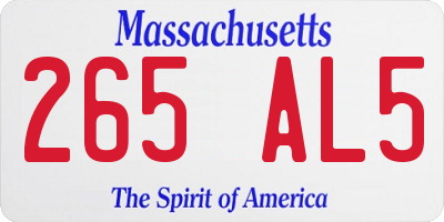 MA license plate 265AL5