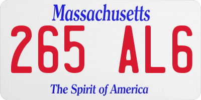 MA license plate 265AL6