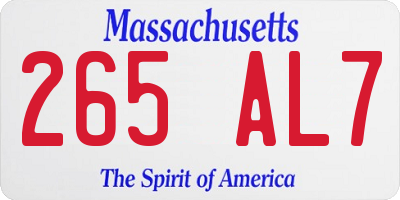 MA license plate 265AL7