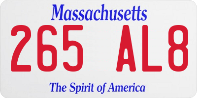 MA license plate 265AL8