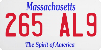 MA license plate 265AL9
