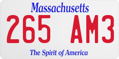 MA license plate 265AM3