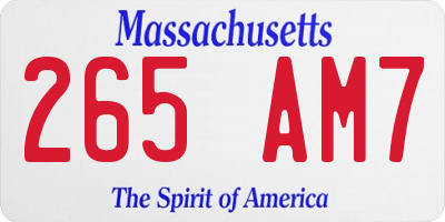 MA license plate 265AM7