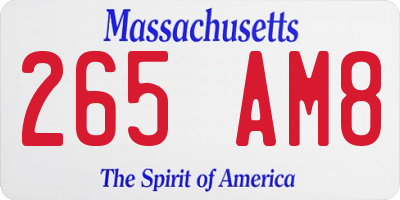 MA license plate 265AM8