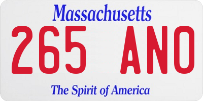 MA license plate 265AN0