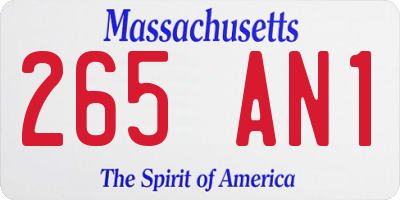 MA license plate 265AN1
