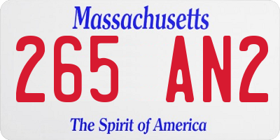 MA license plate 265AN2