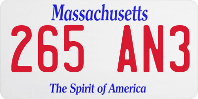 MA license plate 265AN3