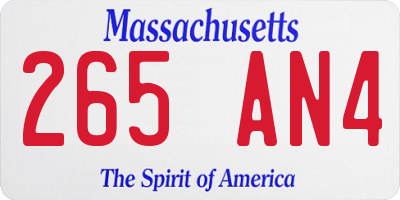 MA license plate 265AN4