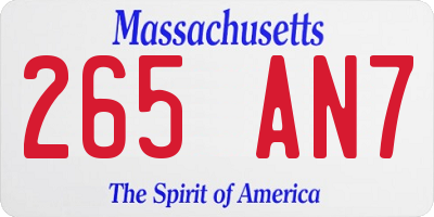 MA license plate 265AN7