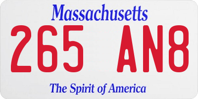 MA license plate 265AN8