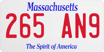 MA license plate 265AN9