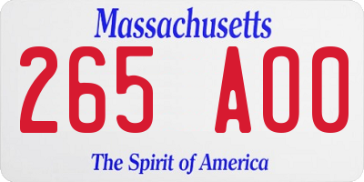 MA license plate 265AO0