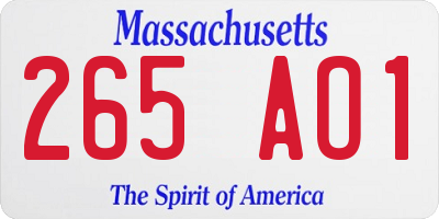 MA license plate 265AO1