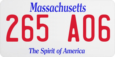 MA license plate 265AO6