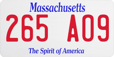 MA license plate 265AO9