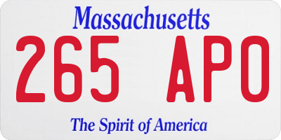 MA license plate 265AP0