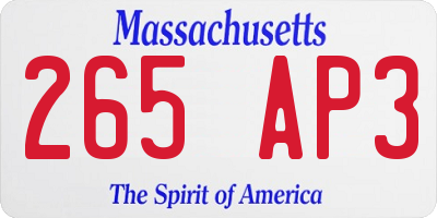 MA license plate 265AP3