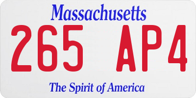 MA license plate 265AP4
