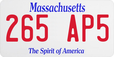 MA license plate 265AP5