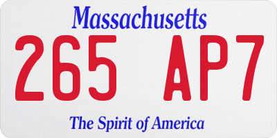 MA license plate 265AP7