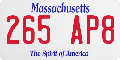 MA license plate 265AP8
