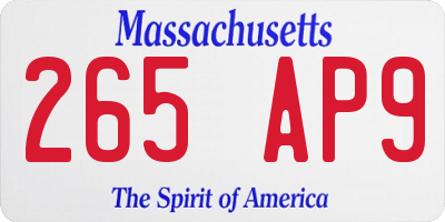 MA license plate 265AP9