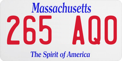 MA license plate 265AQ0