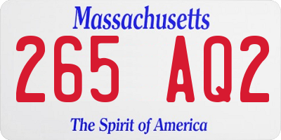 MA license plate 265AQ2