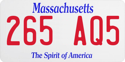 MA license plate 265AQ5