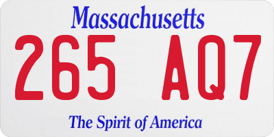 MA license plate 265AQ7