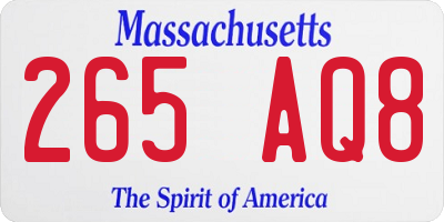 MA license plate 265AQ8
