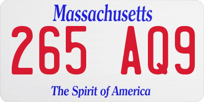 MA license plate 265AQ9
