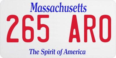 MA license plate 265AR0