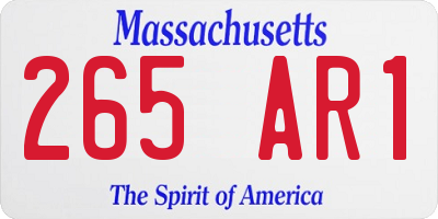 MA license plate 265AR1