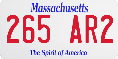 MA license plate 265AR2