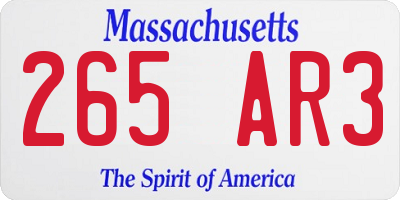 MA license plate 265AR3