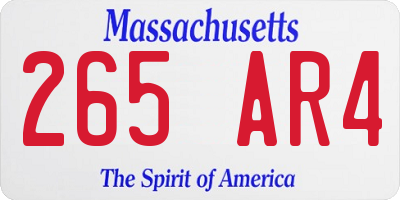 MA license plate 265AR4