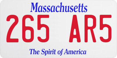 MA license plate 265AR5
