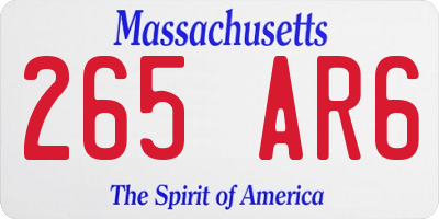 MA license plate 265AR6
