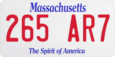 MA license plate 265AR7