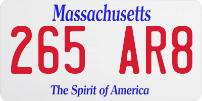 MA license plate 265AR8