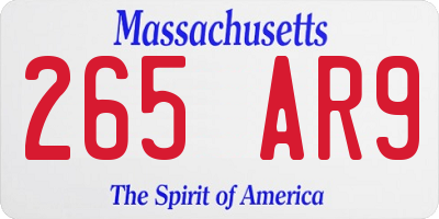 MA license plate 265AR9