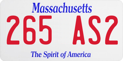 MA license plate 265AS2